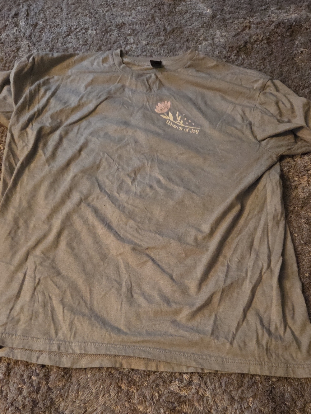 Gildan Gray Crewneck Tee with Pink Floral "Women of Joy" Graphic